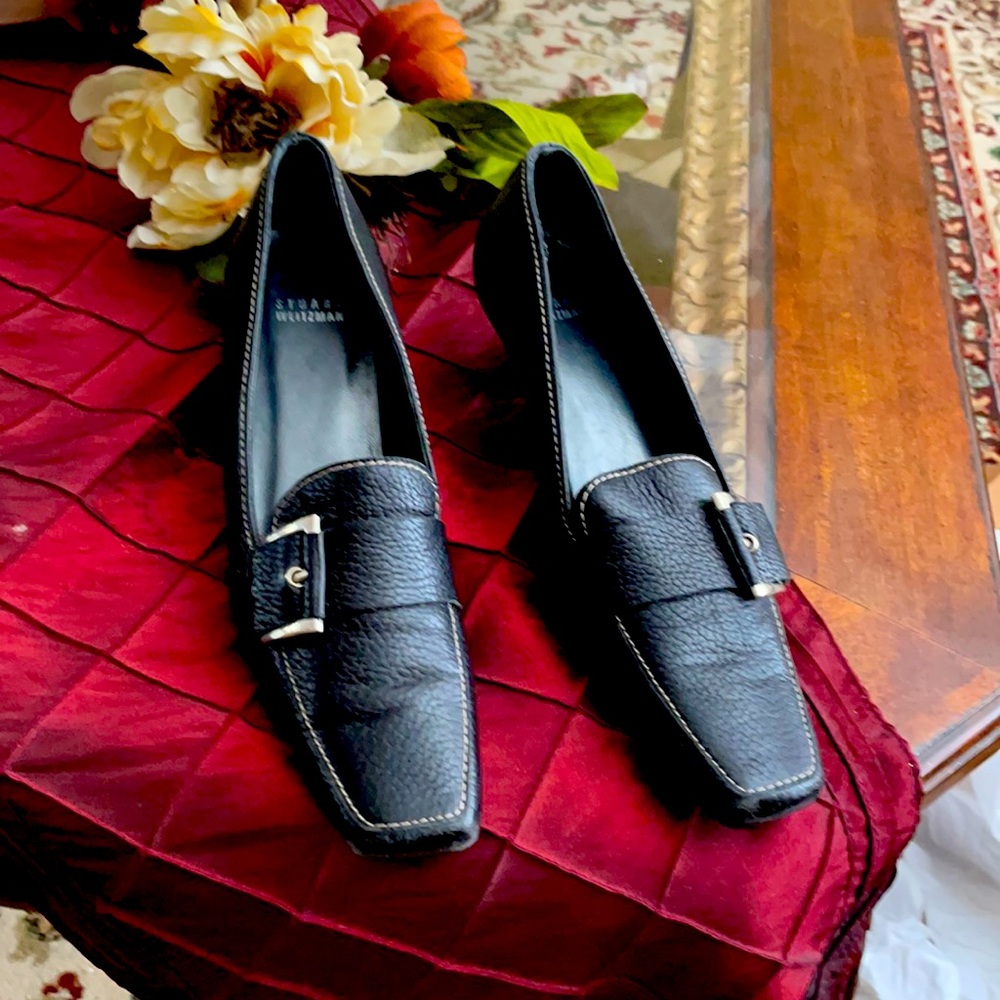 Stuart Weitzman black mules pumps Sz 8 leather